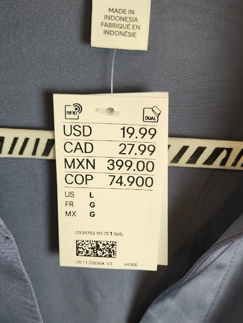 H&M Dusty Blue Satin-Feel Button-Up Blouse Large NWT - Picture 4 of 11